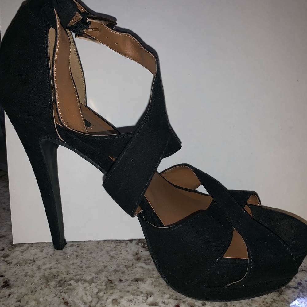 Black strapped heels